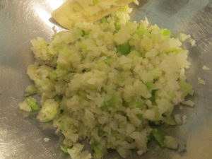 chopped riced cauliflower with brocolli added